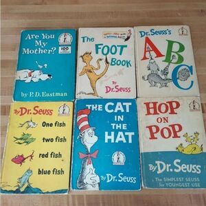 Vintage Dr. Seuss Children's Beginner Book Collection Of Six 1950's-1960's Set